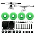 thumbnail image 1 of Victory Jump Skateboard Trucks and Wheels Set, Skateboard Accessories, Skateboard Trucks 5 inch, Skateboard wheels 52mm, Skateboard Bearings (5 inch Silver Truck w 52mm Neon Green Wheels), 1 of 7