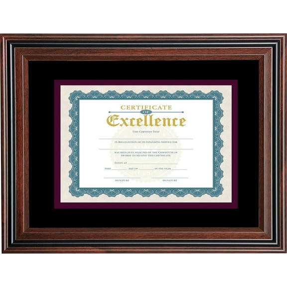 Document Frame with Mat 11 x 14 Rosewood/Black VS4501B114