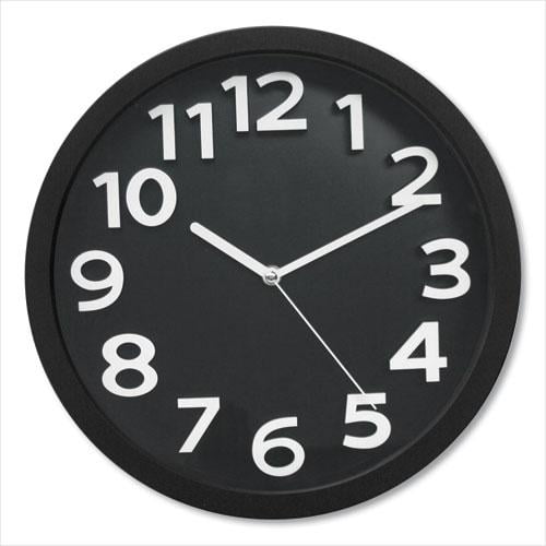 Wall Clock with Raised Numerals and Silent Sweep Dial, 13' Overall Diameter, White Case, White Face, 1 AA (sold separately) Wall Clock with Raised Numerals and Silent Sweep Dial, 13' Overall Diameter, White Case, White Face, 1 AA (sold separately)