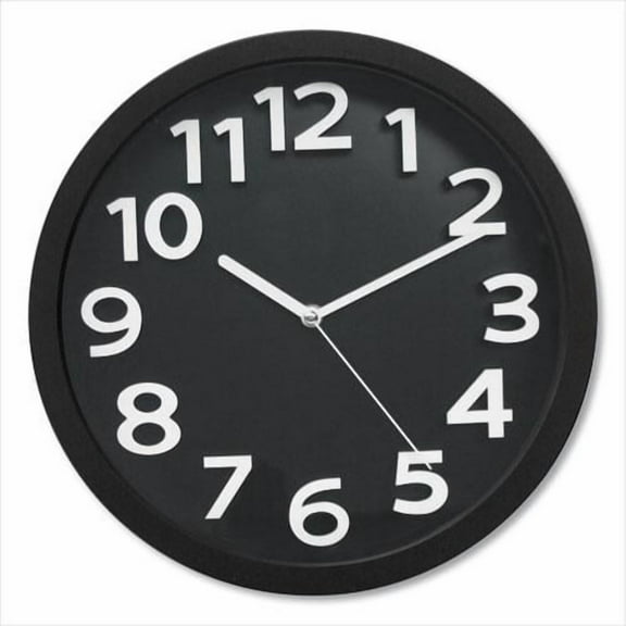 Victory Lighting 1440231 Wall Clock With Raised Numerals And Silent Sweep Dial, 13" Dia, Black Case, Black Face, 1 Aa (sold Separately)