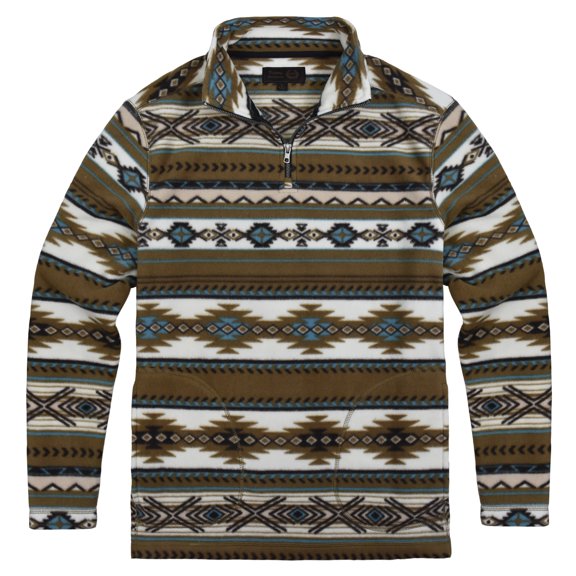 Victory Men's 1/4 zip pullover Aztec Fleece - BROWN - XL