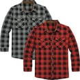 thumbnail image 1 of Victory Men's 100% Cotton Brushed Flannel Plaid Shirt with Corduroy Contrast-2P(Grey/Red)-3XL, 1 of 1