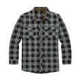 thumbnail image 1 of Victory Men's 100% Cotton Brushed Flannel Plaid Shirt with Corduroy Contrast - Grey -XL, 1 of 1