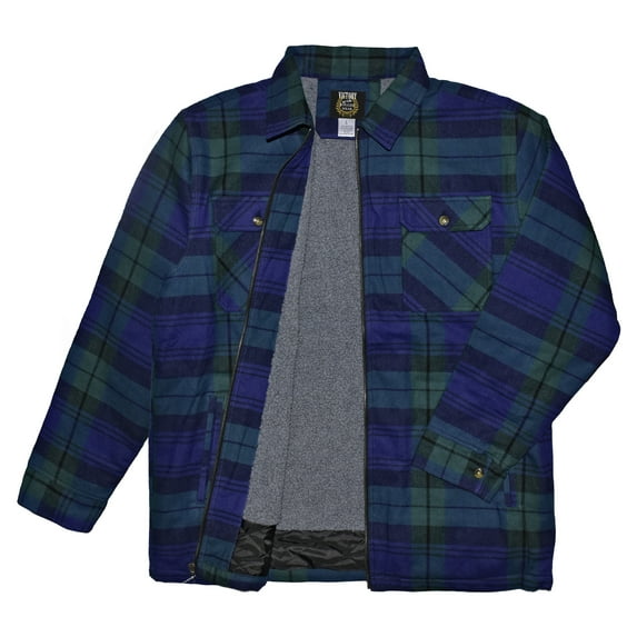 Victory Men's Brawny Sherpa-Lined Flannel Jacket -BLU PLD - XL