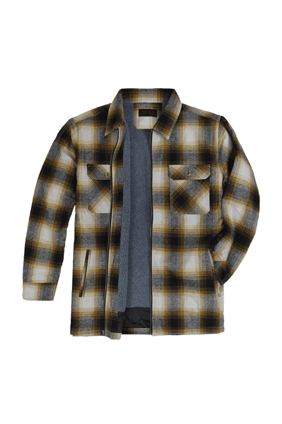 Victory Men's Brawny Sherpa-Lined Flannel Jacket - BRN/BURG - L
