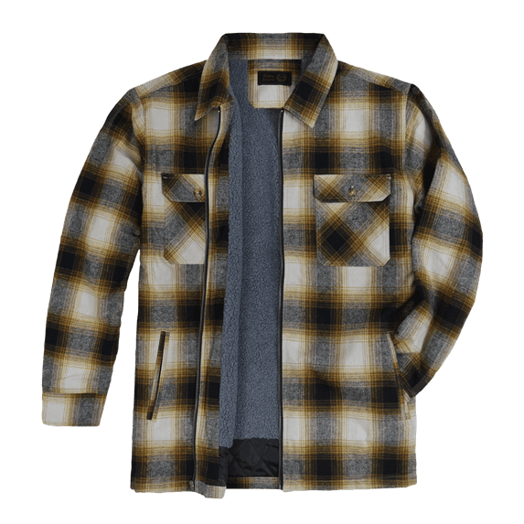 Victory Men's Brawny Sherpa-Lined Flannel Jacket - BRN/BURG - M