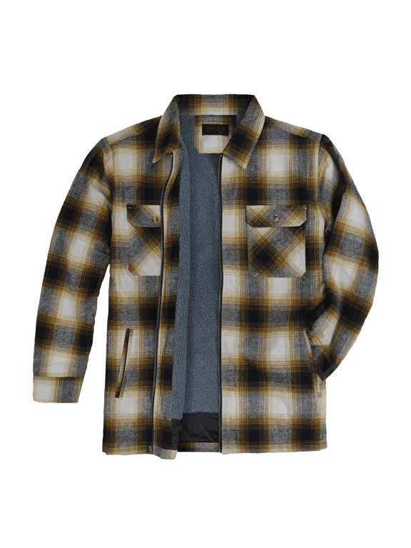 Victory Men's Brawny Sherpa-Lined Flannel Jacket - BRN/BURG - M
