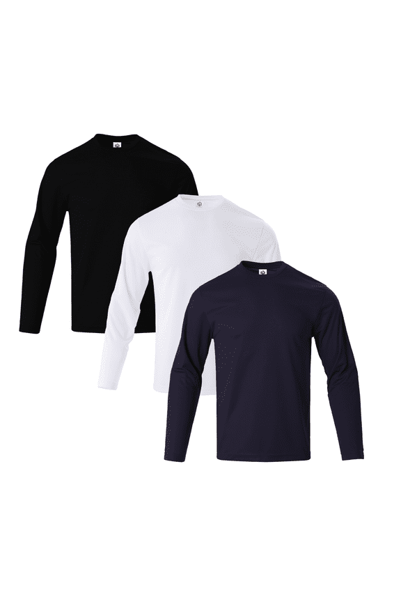 Victory Men's Quicky Dry Performance Long Sleeve Tee - BLACK/WHITE/NAVY -M