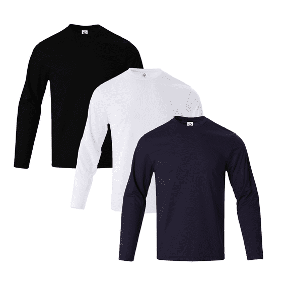 Victory Men's Quicky Dry Performance Long Sleeve Tee - BLACK/WHITE/NAVY -S