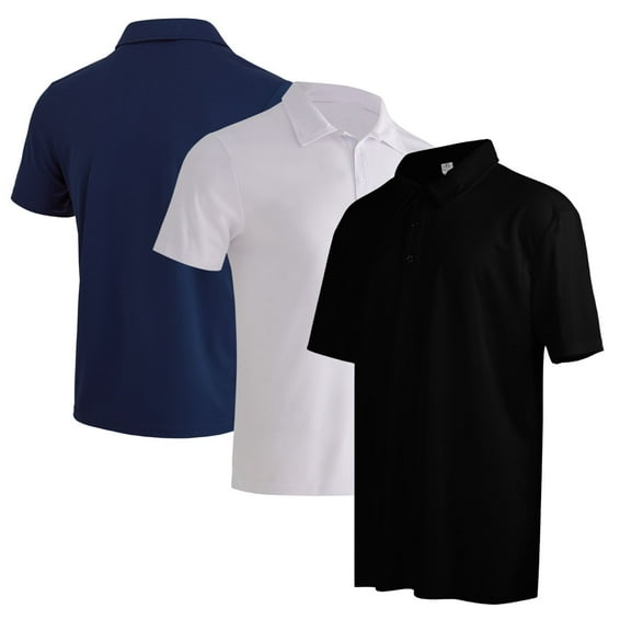 Victory Men's Quicky Dry Performance Short Sleeve POLO - BLACK/WHITE/NAVY -S