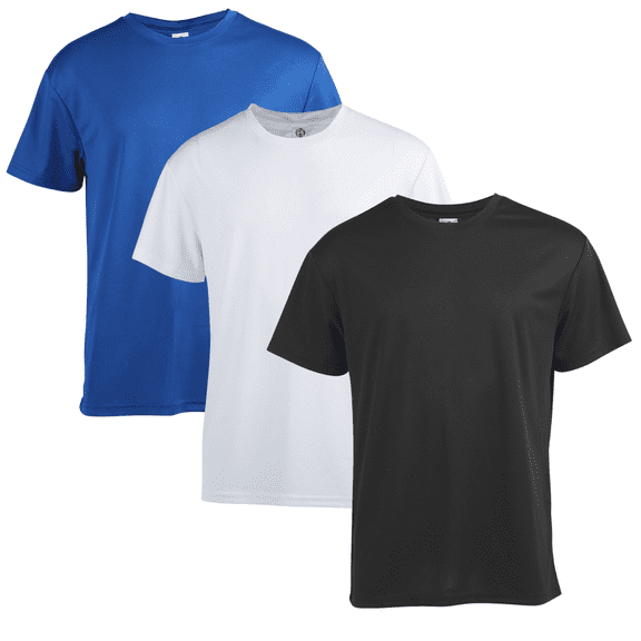 Victory Men's Quicky Dry Performance Short Sleeve Tee - BLACK/WHITE/NAVY -L