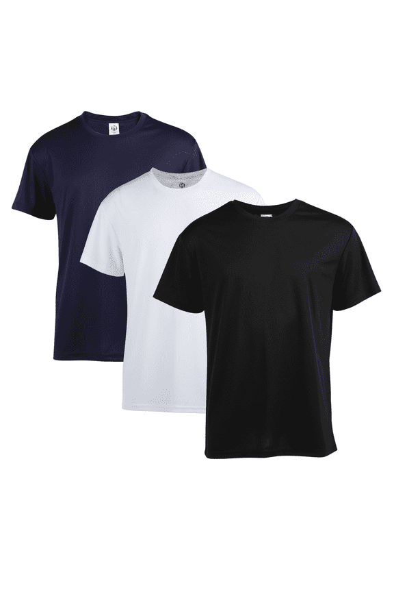 Victory Men's Quicky Dry Performance Short Sleeve Tee - BLACK/WHITE/NAVY -S