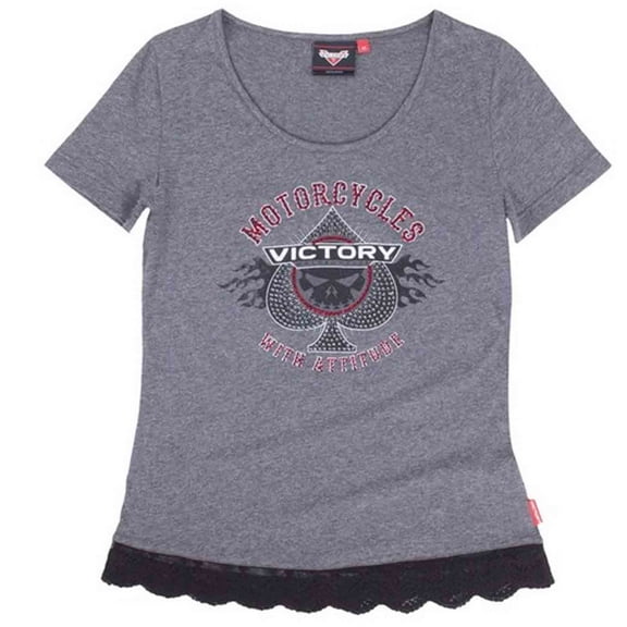 Victory Motorcycle New OEM Women's Grey Spade Logo Tee Shirt, Small, 286518702