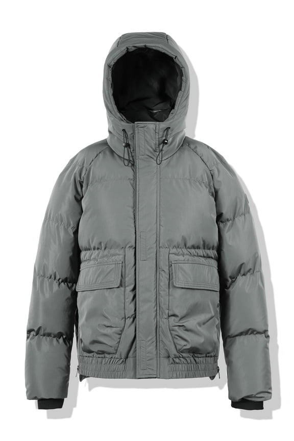 Men's Hooded Heavyweight Bomber Jackets Full Zip Windbreaker Jackets Warm Winter Padded Coat