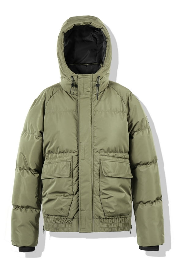 Men's Hooded Heavyweight Bomber Jackets Full Zip Windbreaker Jackets Warm Winter Padded Coat