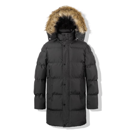 Victory OUTFITTERS Mens Mid-Length Winter Warm Hooded Parka Jacket With Removable Faux Fur Trim Mens Coat