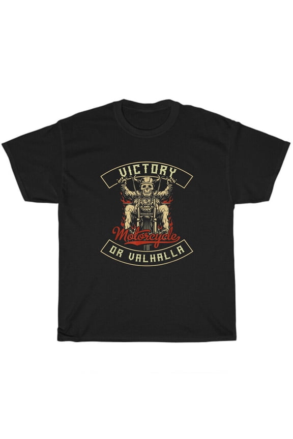 Victory Or Valhalla Motorcycle Skull Norse Mythology Viking T-Shirt Unisex Gift