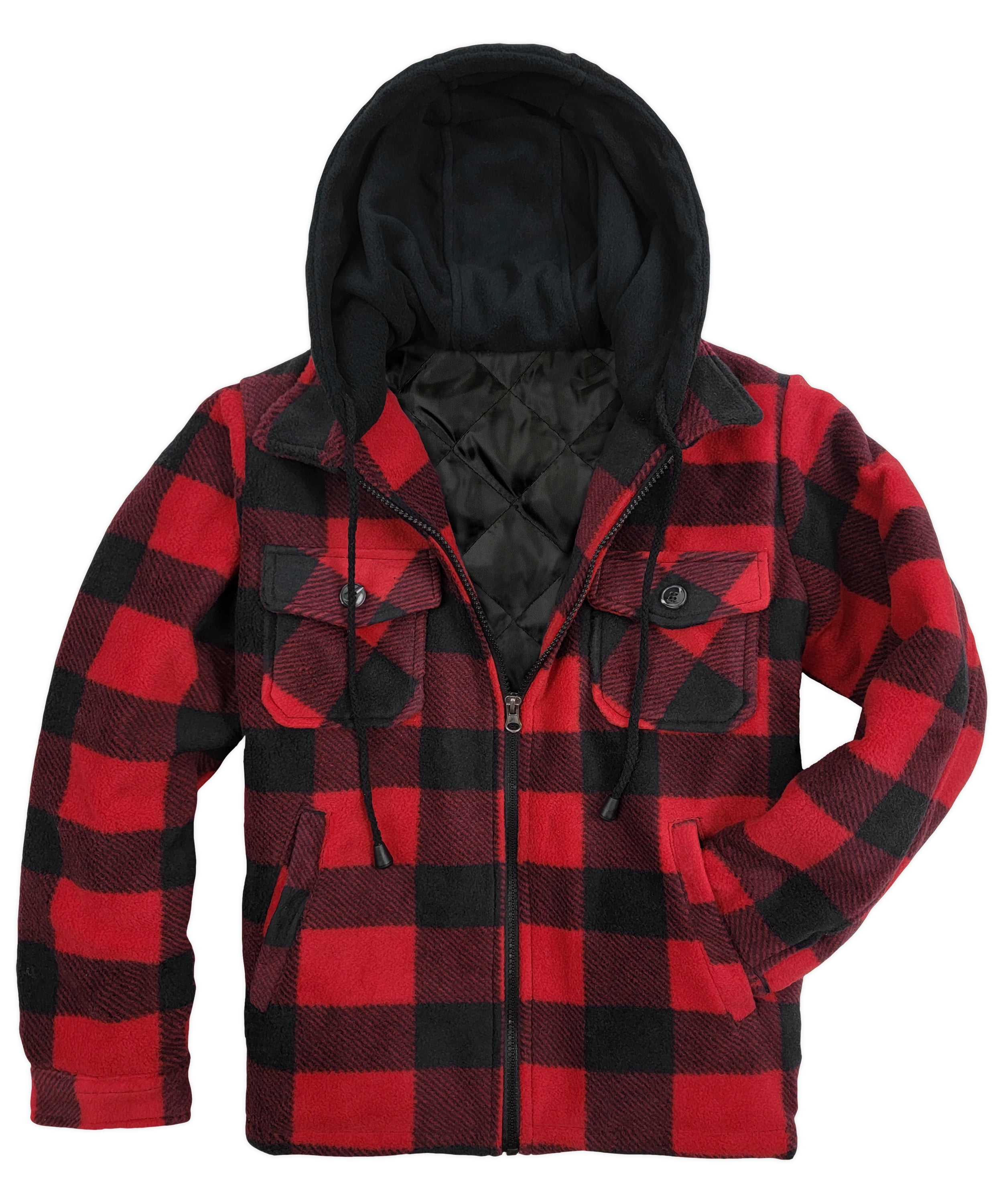 Victory Outfitters' Boy's Quilted Lined Hooded Sweater Fleece Jacket - Red - L