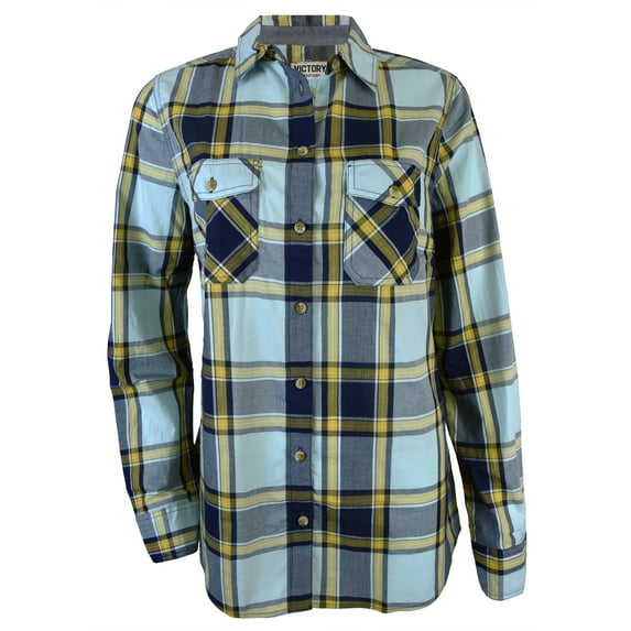 Victory Outfitters Ladies' Checkered Button Up Shirt w/ Two Chest Pockets - Foam - Small