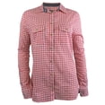 thumbnail image 1 of Victory Outfitters Ladies' Checkered Button Up Shirt w/ Two Chest Pockets - Mango - XL, 1 of 2
