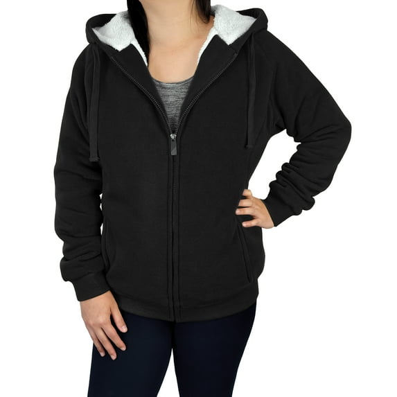 Victory Outfitters Ladies' Fleece Zip Up Hoodie with Soft Berber Lining - BLK - 2X