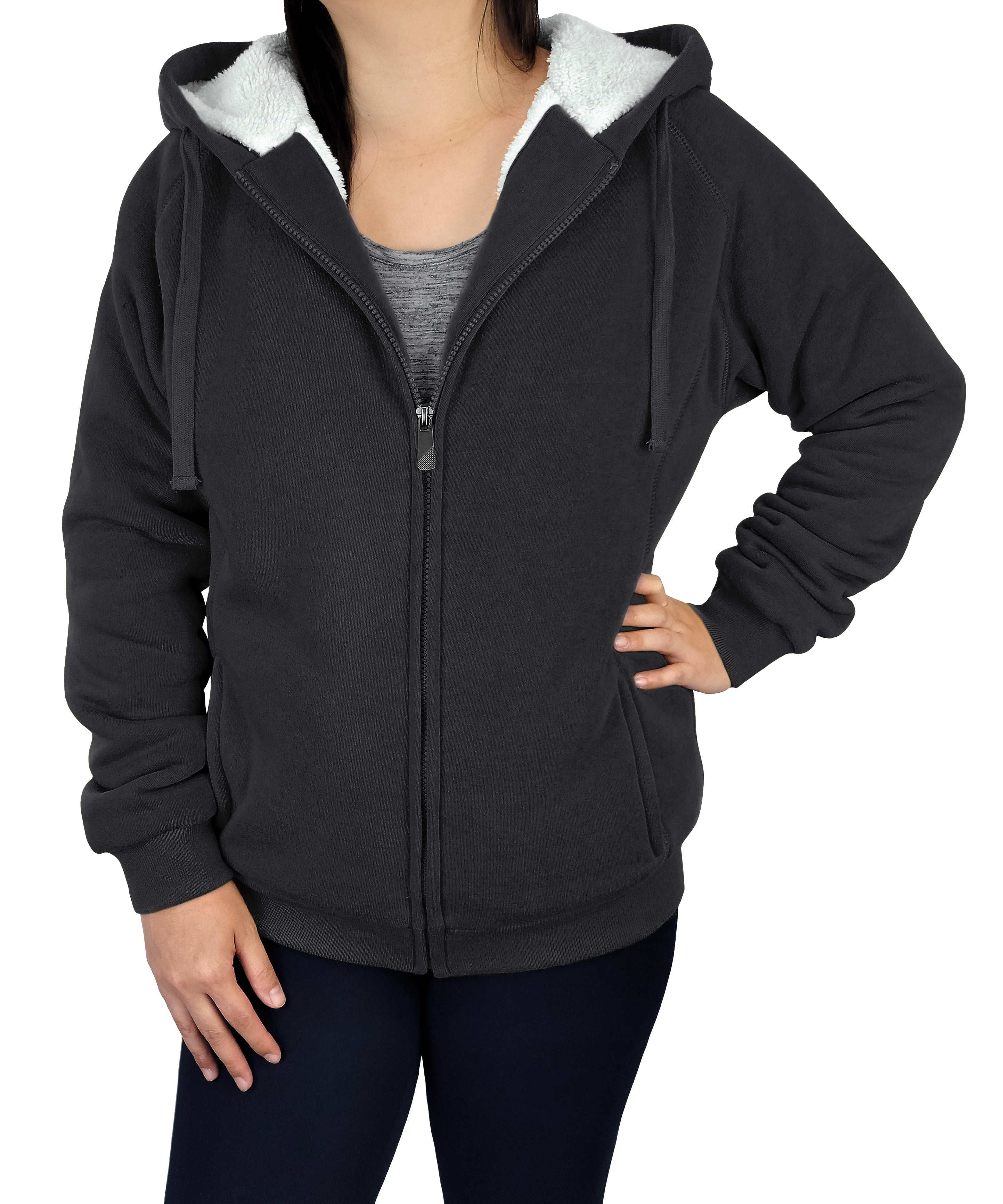 Victory Outfitters Ladies Fleece Zip Up Hoodie with Soft Berber Lining BLK 2X