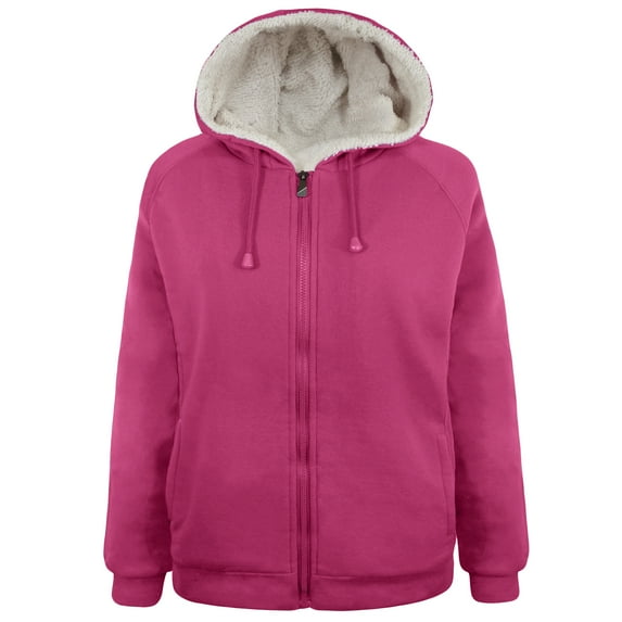 Victory Outfitters Ladies' Fleece Zip Up Hoodie with Soft Berber Lining - PNK - 3X