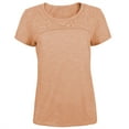 thumbnail image 1 of Victory Outfitters Ladies' Floral Detail Slub Knit Cotton Blend Scoop Neck T-Shirt - Melon - Small, 1 of 2