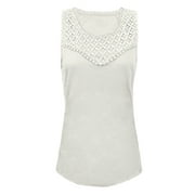 VICTORY SPORTSWEAR Victory Outfitters Ladies' Floral Lace Detail Scoop Neck Tank Top Natural PL