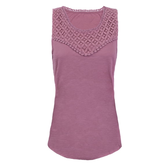 Victory Outfitters Ladies' Floral Lace Detail Scoop Neck Tank Top PINK PM
