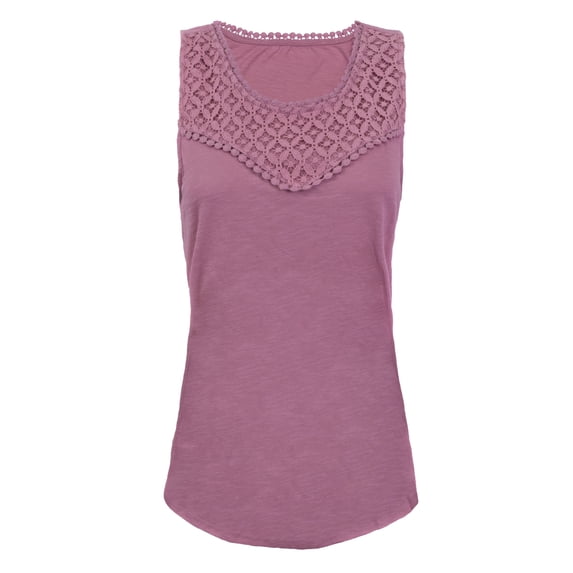 Victory Outfitters Ladies' Floral Lace Detail Scoop Neck Tank Top PINK PS