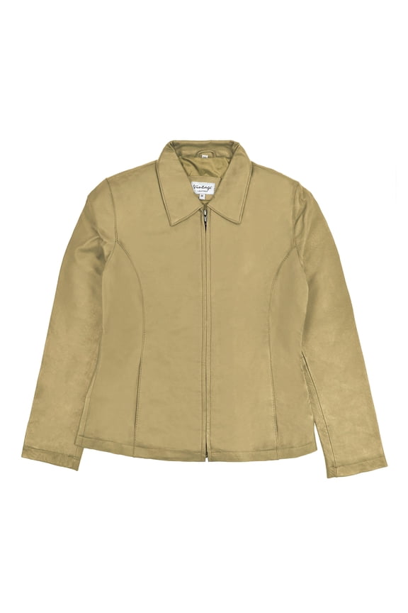 Victory Outfitters Ladies' Genuine Leather Zip Up Lined Jacket - Camel - Large