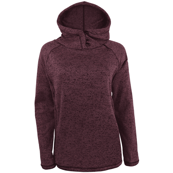 Victory Outfitters Ladies' Knit Fleece Salt & Pepper Hooded Henley Pullover - Burgundy - L