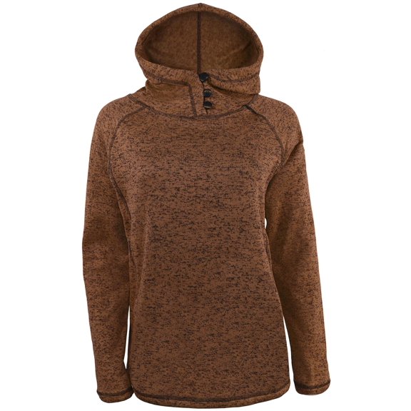Victory Outfitters Ladies' Knit Fleece Salt & Pepper Hooded Henley Pullover - Spice - L