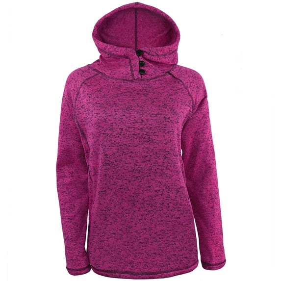 Victory Outfitters Ladies' Knit Fleece Salt & Pepper Hooded Henley Pullover