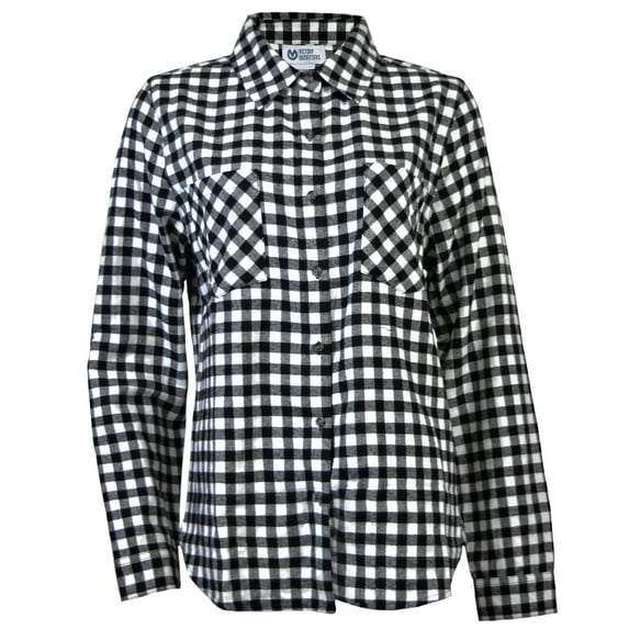 Victory Outfitters Ladies' Plaid Flannel Button Up Shirt w/ Two Chest Pockets