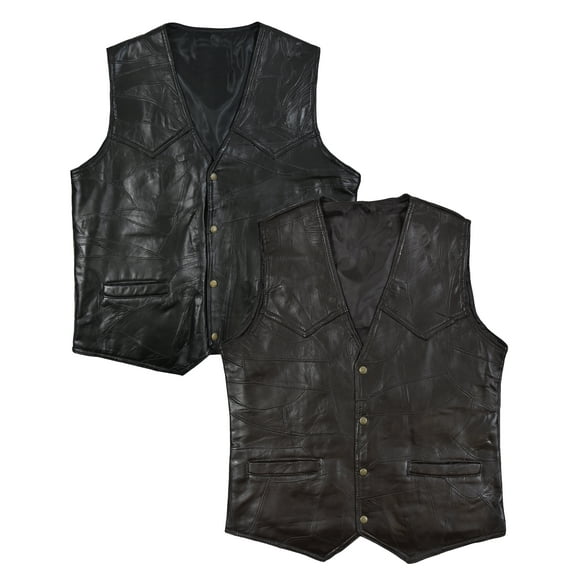 Victory Outfitters Men's 2 Pack Patch Leather Vest - Black/Brown - M