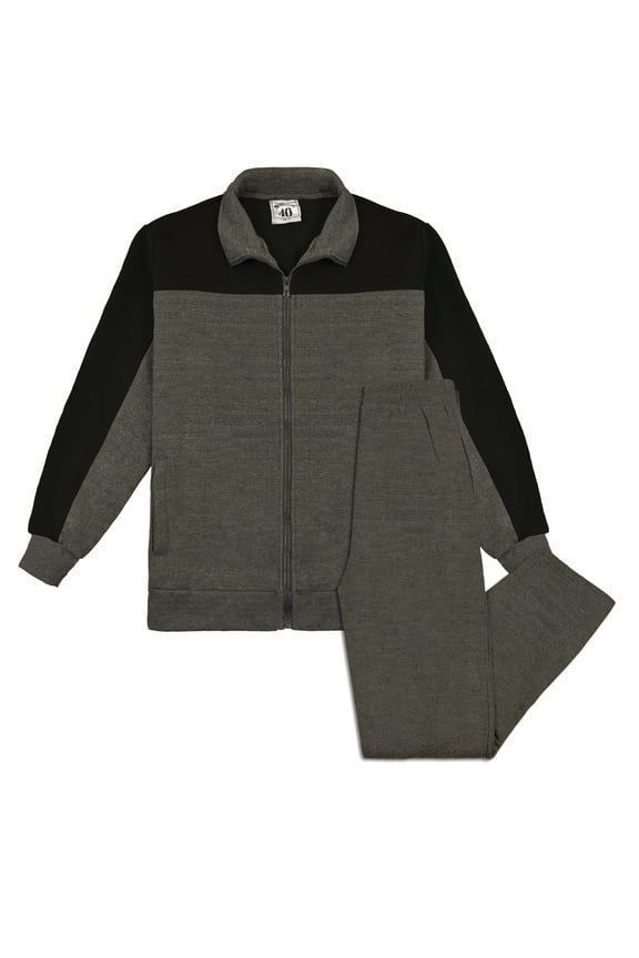 Victory Outfitters Men's Athletic Fleece Track Jacket and Matching Pants Set 4XL Black Charcoal