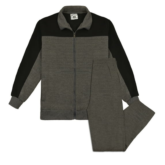 Victory Outfitters Men's Athletic Fleece Track Jacket and Matching Pants Set 5XL Black Charcoal