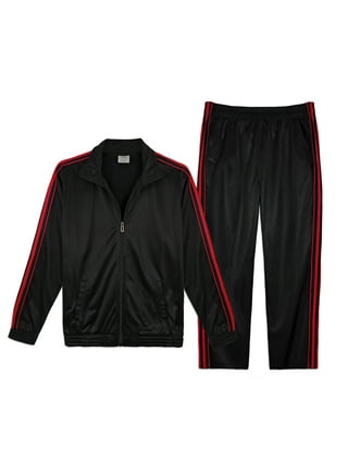 Victory Outfitters Men's Athletic Tricot Track Jacket and Pants Set -  Blk/Red - Med at  Men's Clothing store