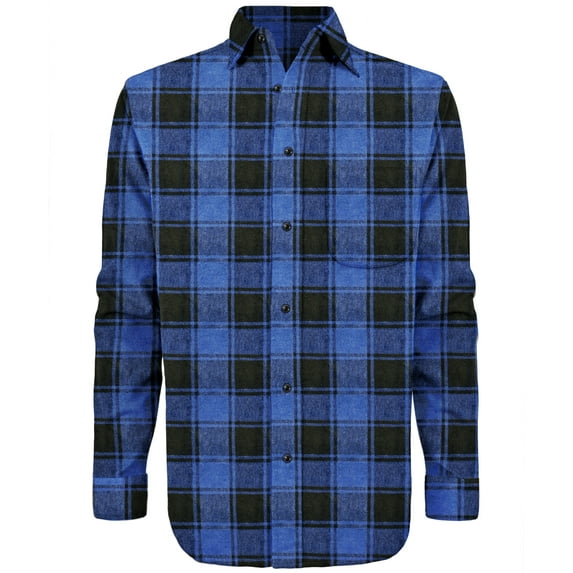 Victory Outfitters Men's Brush Yarn Dyed Patterned Flannel Button Up Shirt - Blu/Blk - L