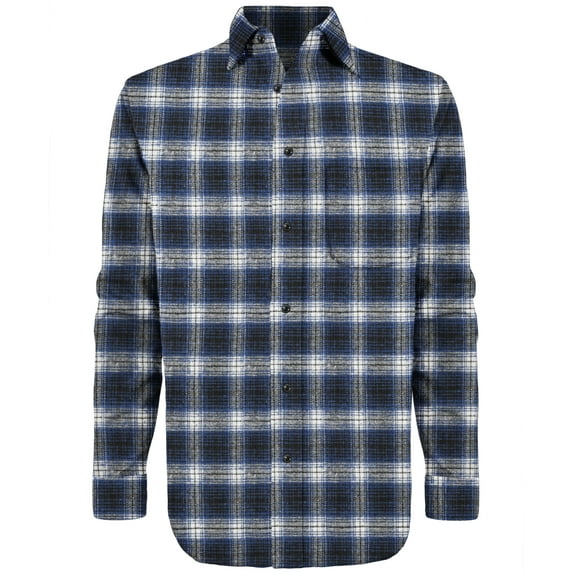Victory Outfitters Men's Brush Yarn Dyed Patterned Flannel Button Up Shirt - Blu/Wht - 4XL
