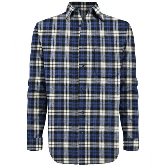 Victory Outfitters Men's Brush Yarn Dyed Patterned Flannel Button Up Shirt - Blu/Wht Plaid - XLT