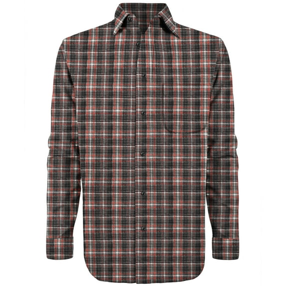 Victory Outfitters Men's Brush Yarn Dyed Patterned Flannel Button Up Shirt - Grey/Red - XXLT