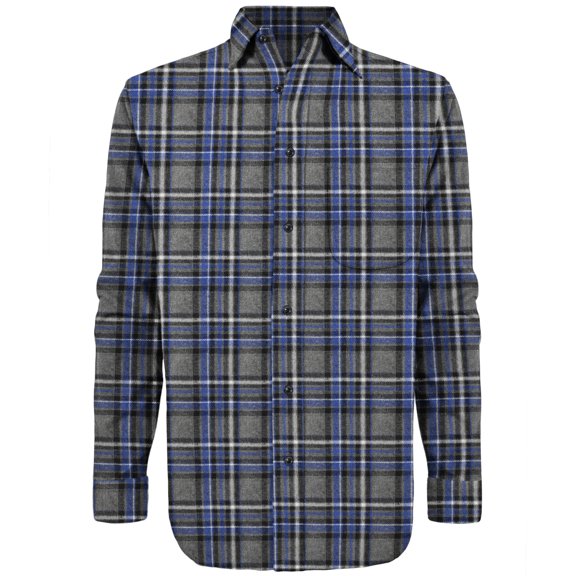 Victory Outfitters Men's Brush Yarn Dyed Patterned Flannel Button Up Shirt - Navy/Grey - L