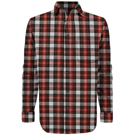 Victory Outfitters Men's Brush Yarn Dyed Patterned Flannel Button Up Shirt - Red Tartan - 4XL