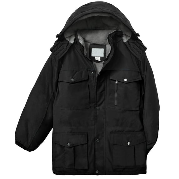 Victory Outfitters Men's Color Block Hooded Insulated Parka Jacket - Black - Large
