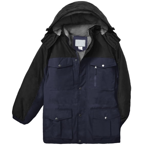 Victory Outfitters Men's Color Block Hooded Insulated Parka Jacket - Navy/Black - M