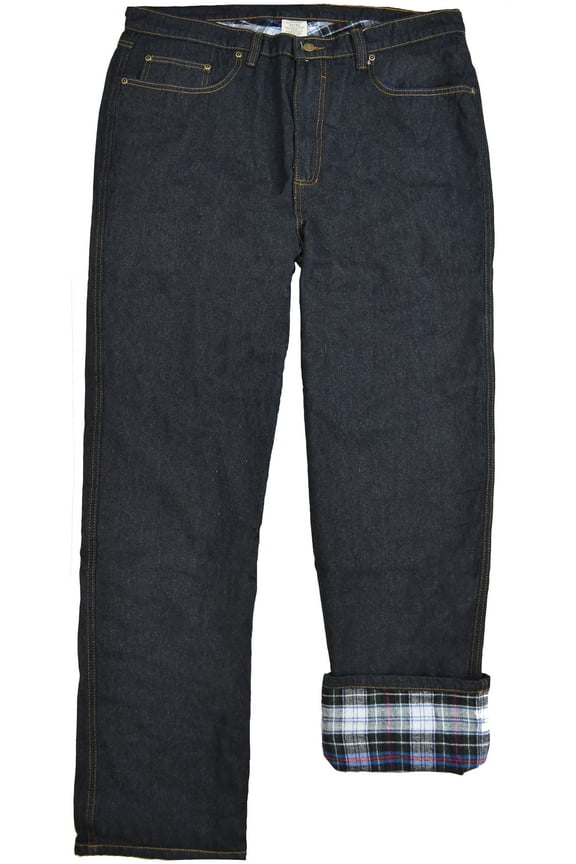 Men's Denim Stone Washed Jean Pants W/ Flannel Lining - Black 32 - 40