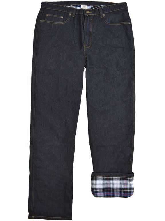 Men's Denim Stone Washed Jean Pants W/ Flannel Lining - Black 34 - 40
